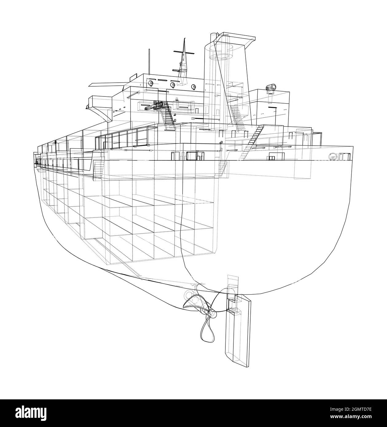 D'un cargo avec des conteneurs. Vector Illustration de Vecteur
