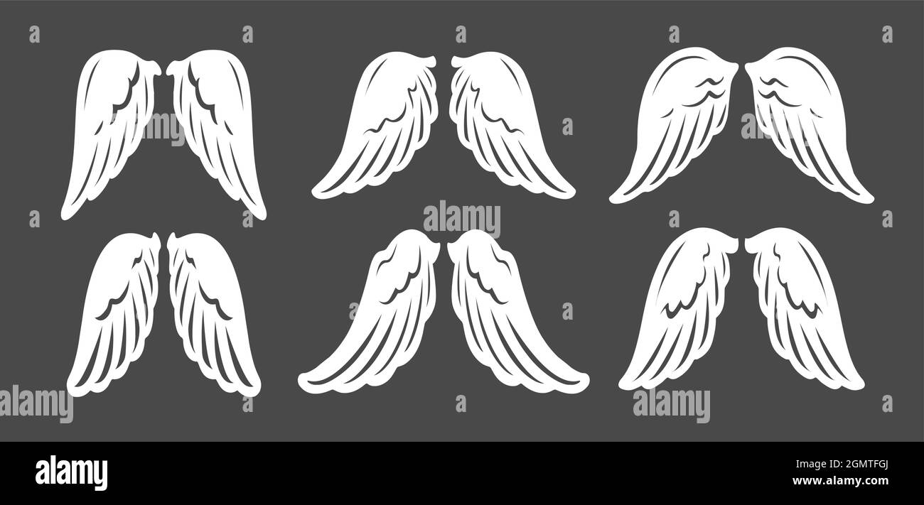 Ensemble ailes d'ange. Élément graphique de conception. Modèle pour logo. Illustration vectorielle Illustration de Vecteur