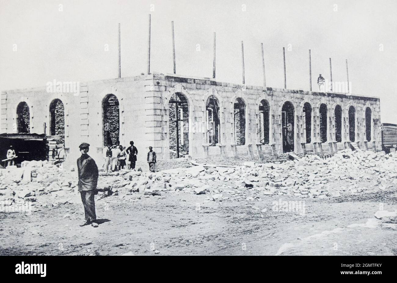 Bâtiment scolaire en Transcaucasie en 1902. Banque D'Images