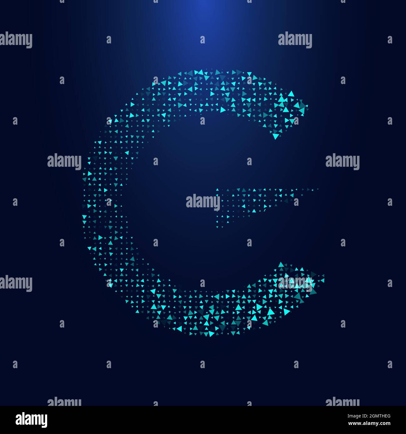 Lettre G triangulaire futuriste en demi-ton. Illustration de lettre isolée sur fond sombre. Illustration de Vecteur