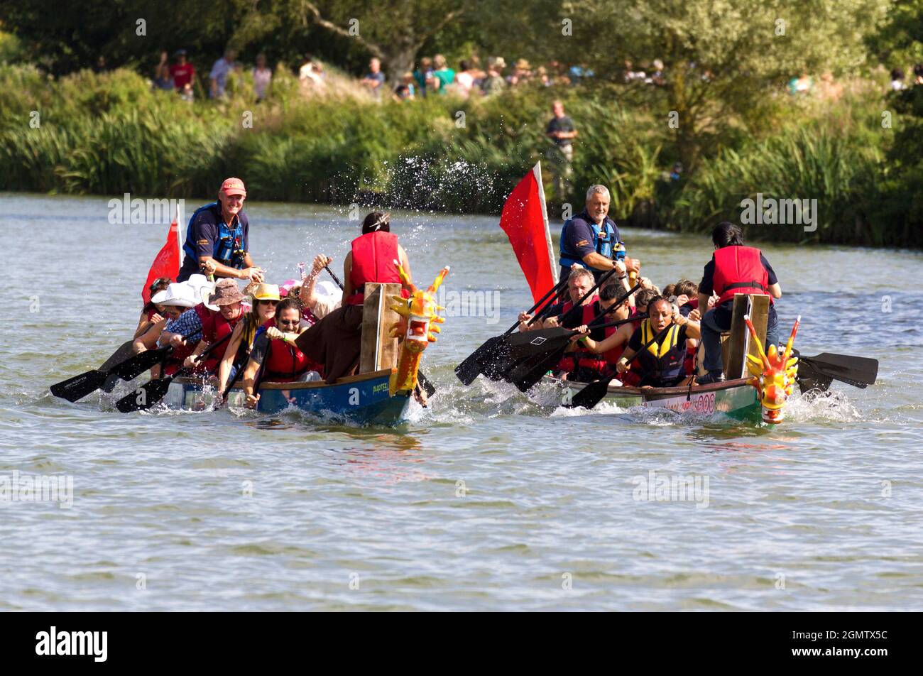 Abingdon, Oxfordshire, Royaume-Uni - septembre 2012 ; Dragon Boat Day est un événement annuel de collecte de fonds caritatif de longue date qui se tient sur et le long du fleuve T. Banque D'Images