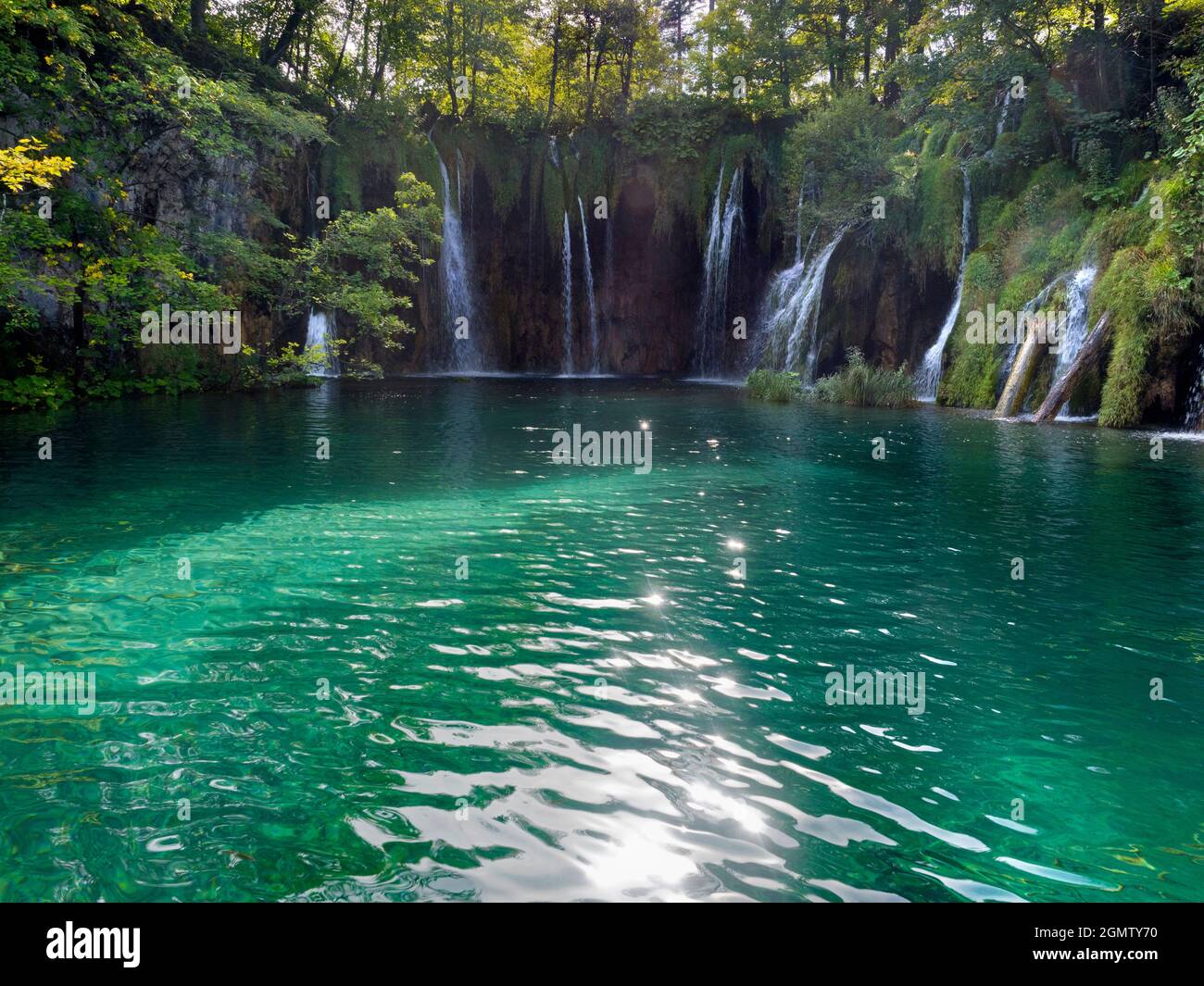 Classé au patrimoine mondial de l'UNESCO, le parc national des lacs de Plitvice est l'un des plus anciens parcs nationaux d'Europe du Sud-est et le plus grand de Croatie. Il a Banque D'Images