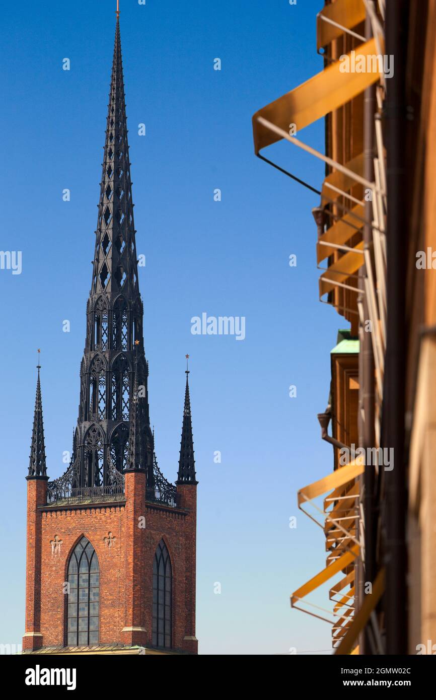 Située sur l'île de Riddarrholmen, l'église de Riddarholm est l'un des plus anciens bâtiments de Suède, dont certaines parties remontent au XIIIe siècle. Du 17 Banque D'Images
