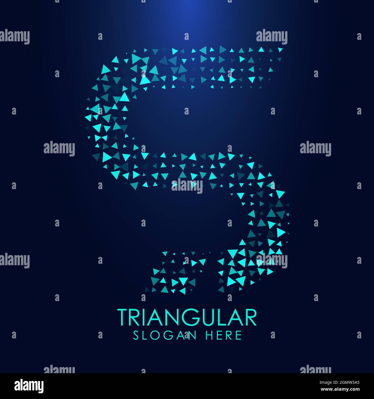 Lettre triangulaire futuriste S en demi-ton. Illustration de lettre isolée sur fond sombre. Illustration de Vecteur