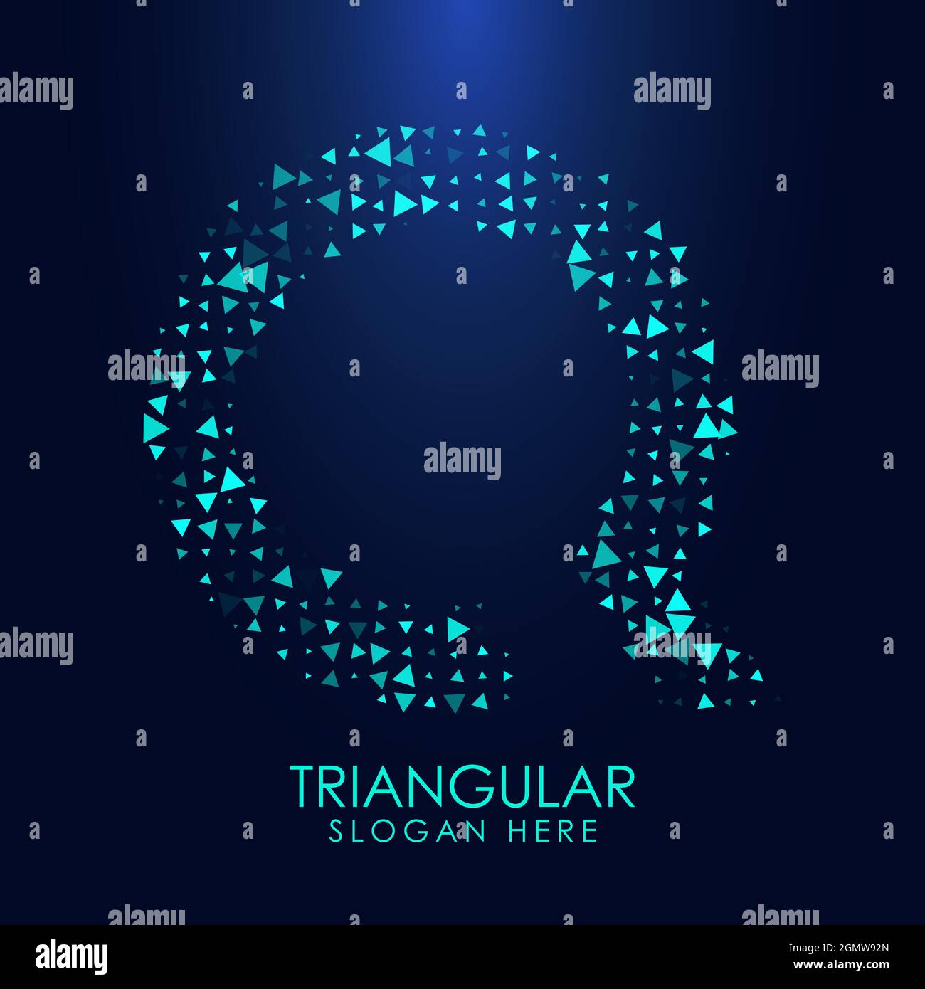 Lettre triangulaire futuriste Q en demi-ton. Illustration de lettre isolée sur fond sombre. Illustration de Vecteur