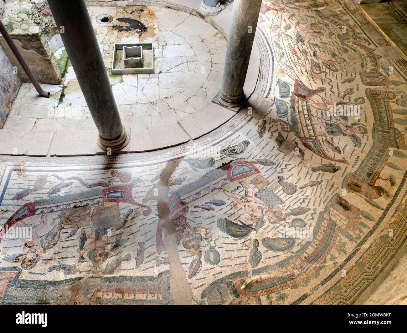 Sicile, Italie - septembre 2019 ; la Villa Romana del Casale est un somptueux palais romain situé près de la ville de Piazza Armerina en Sicile. Excavation Banque D'Images