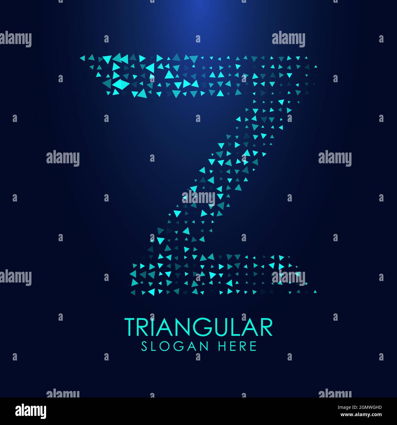 Lettre triangulaire futuriste Z en demi-ton. Illustration de lettre isolée sur fond sombre. Illustration de Vecteur