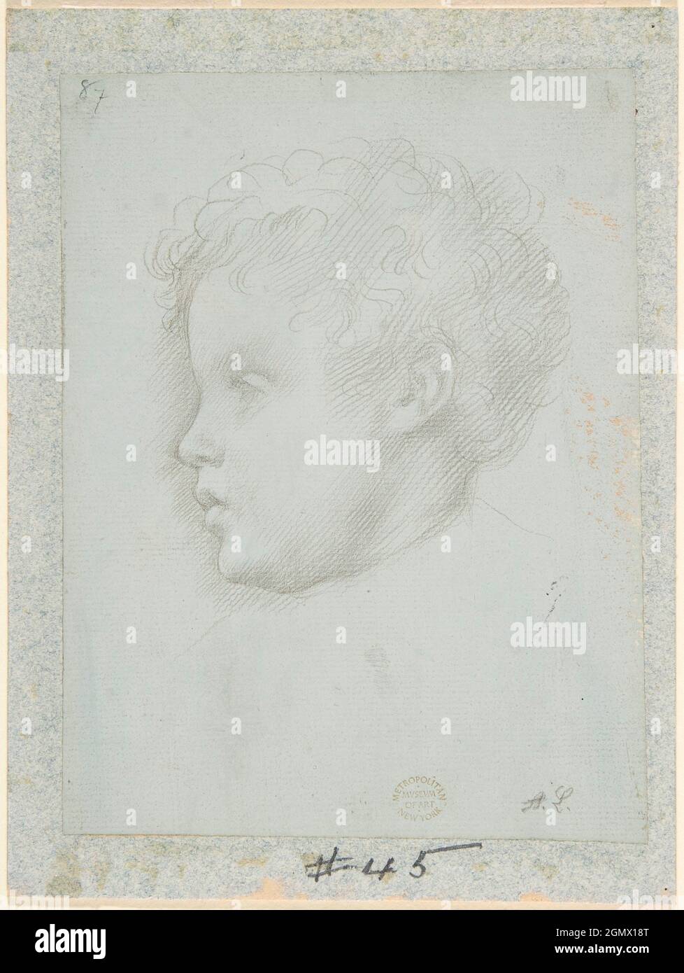 Etude d'une tête. Artiste: Alphonse Legros (français, Dijon 1837-1911 Watford, Hertfordshire); Date: 1837-1911; Moyen: Graphite sur papier gris; Banque D'Images