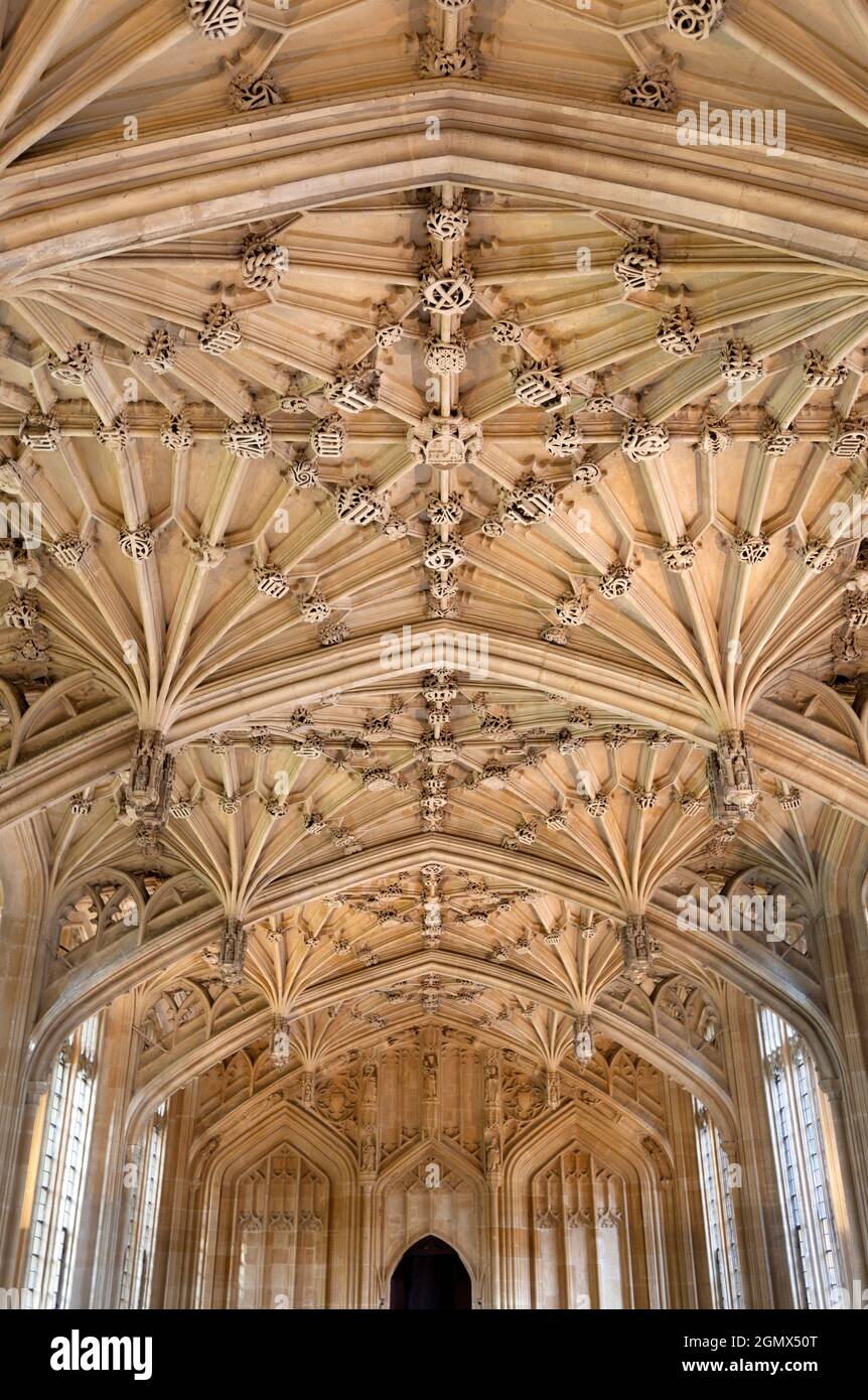 Oxford, Angleterre - 2017; à l'intérieur de l'école de divinité de la bibliothèque Bodleian de l'Université d'Oxford, Angleterre. Cette célèbre chambre médiévale est ornée d'un Banque D'Images