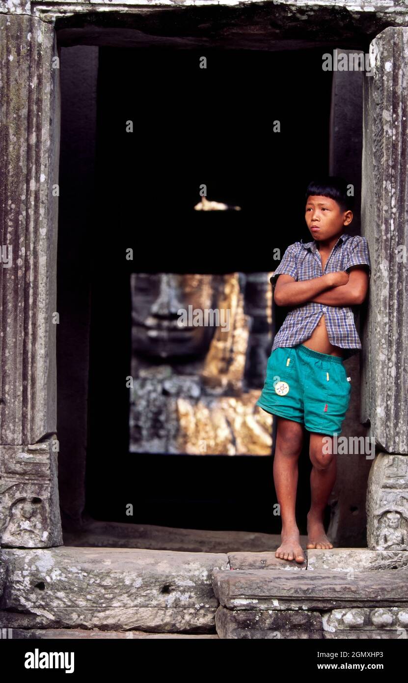 Angkor Thom, Cambodge - 21 janvier 2005 Le triomphe de la culture khmère médiévale, les trésors d'Angkor Wat et d'Angkor Thom au Cambodge sont incomparables. Banque D'Images