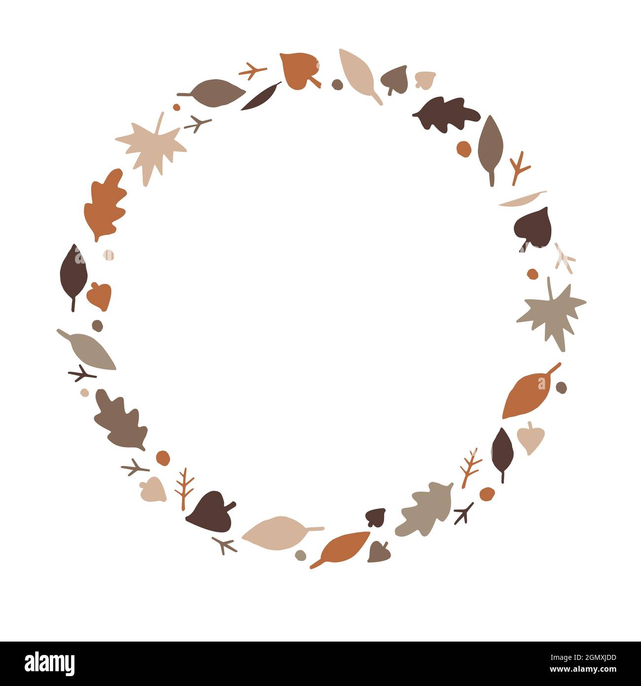 Cadre rond en automne, feuilles d'automne et brindilles avec emplacement pour le texte à l'intérieur, illustration vectorielle. Cadre rond, bordure, modèle automne Illustration de Vecteur