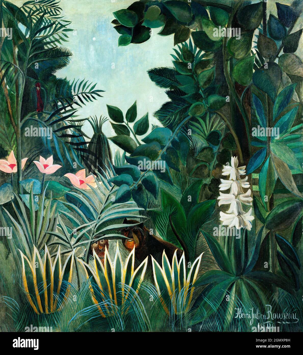 La jungle équatoriale (1909) par Henri Rousseau. Banque D'Images