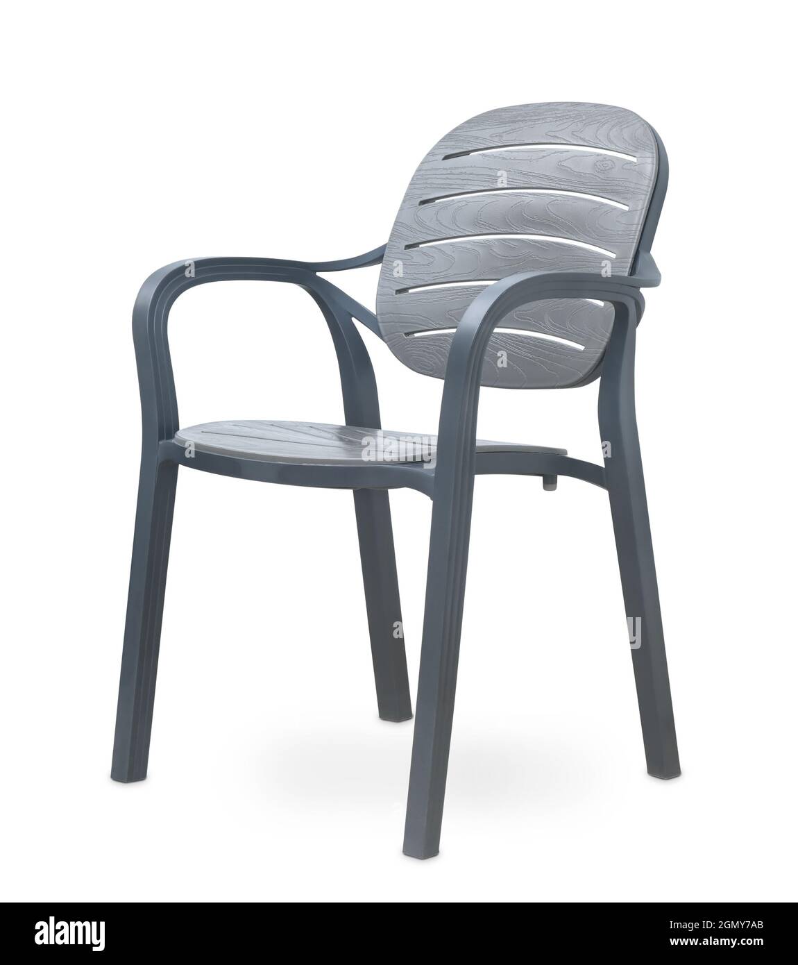 Fauteuil en plastique gris isolé sur blanc Banque D'Images Fauteuil en plastique gris isolé sur blanc Banque D'Images