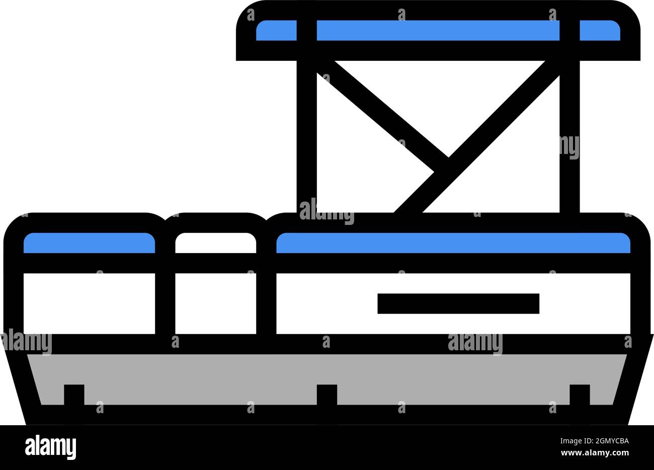 illustration vectorielle de l'icône de couleur du bateau ponton Illustration de Vecteur