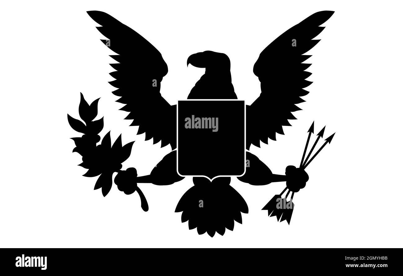 Silhouette du Grand Sceau des États-Unis. Isolé sur fond blanc Illustration de Vecteur