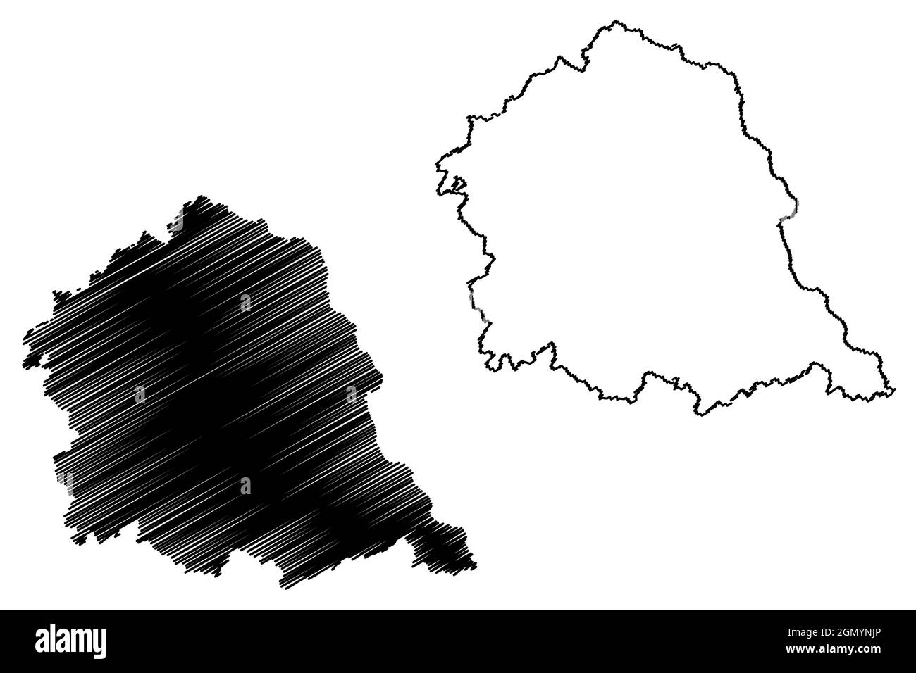 District de Bulandshahr (État de l'Uttar Pradesh, République de l'Inde) carte illustration vectorielle, scribble croquis carte de Bulandshahar Illustration de Vecteur