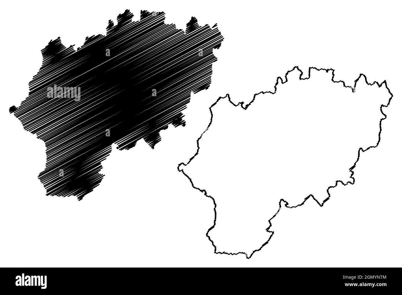 District de Bundi (État du Rajasthan, République de l'Inde) carte illustration vectorielle, scribble croquis carte de Bundi Illustration de Vecteur