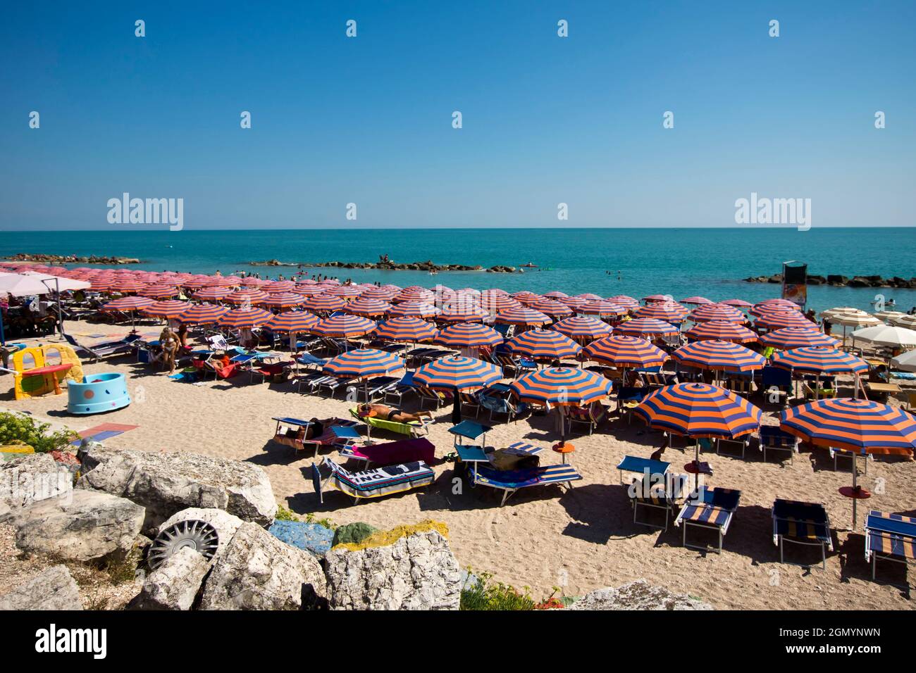 Riviera Adriatique, Plage, Porto Recanati, Marche, Italie, Europe Banque D'Images