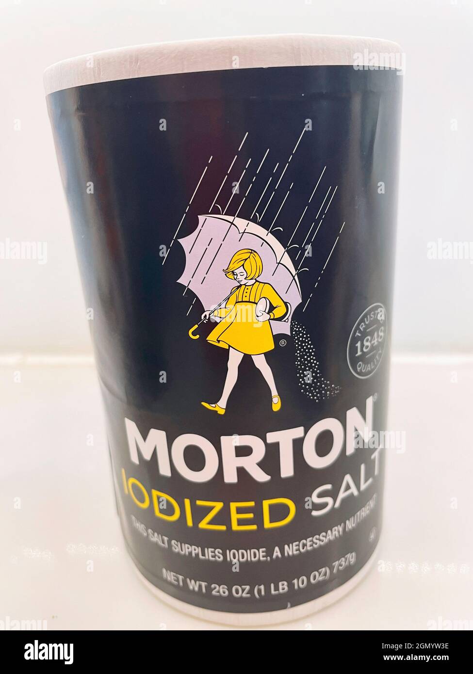Gros plan sur le forfait Morton Salt, États-Unis Banque D'Images