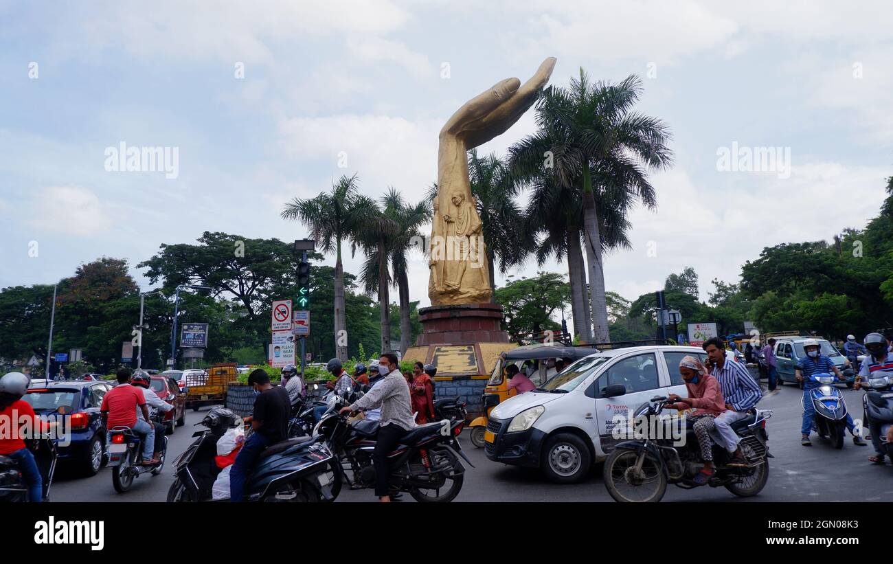 Monument pour le congrès, Nanlnagar, Hyderabad, Telangana, Inde Banque D'Images