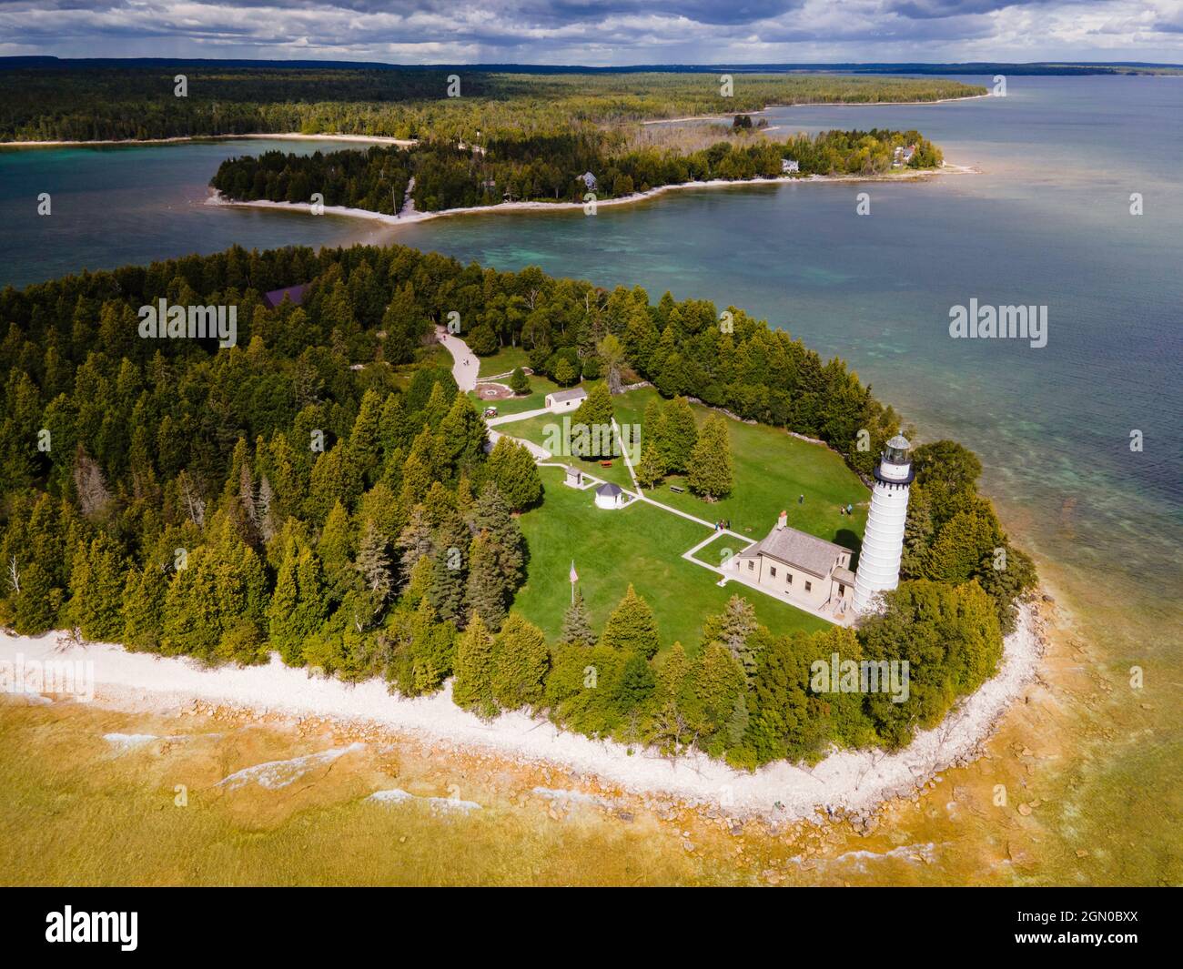 Photographie du phare de Cana Island, Parc du comté de Cana Island, comté de Door, Wisconsin, États-Unis. Banque D'Images