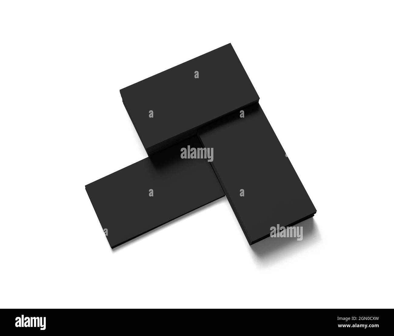 Maquette de cartes de visite noires vierges isolées sur fond blanc. Masque. Banque D'Images