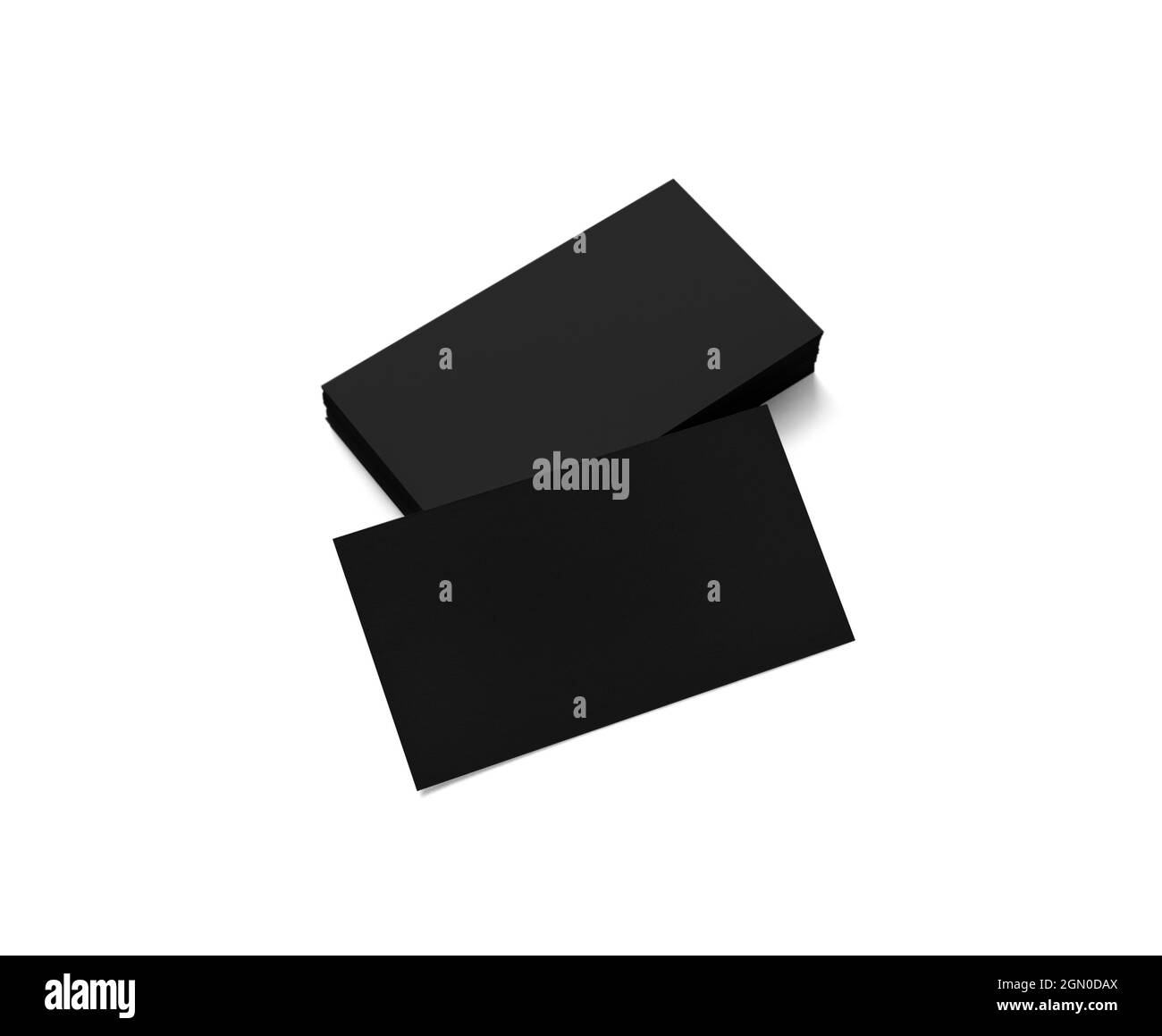 Cartes de visite noires vierges. Modèle pour les portfolios de graphistes. Isolé avec un masque. Banque D'Images
