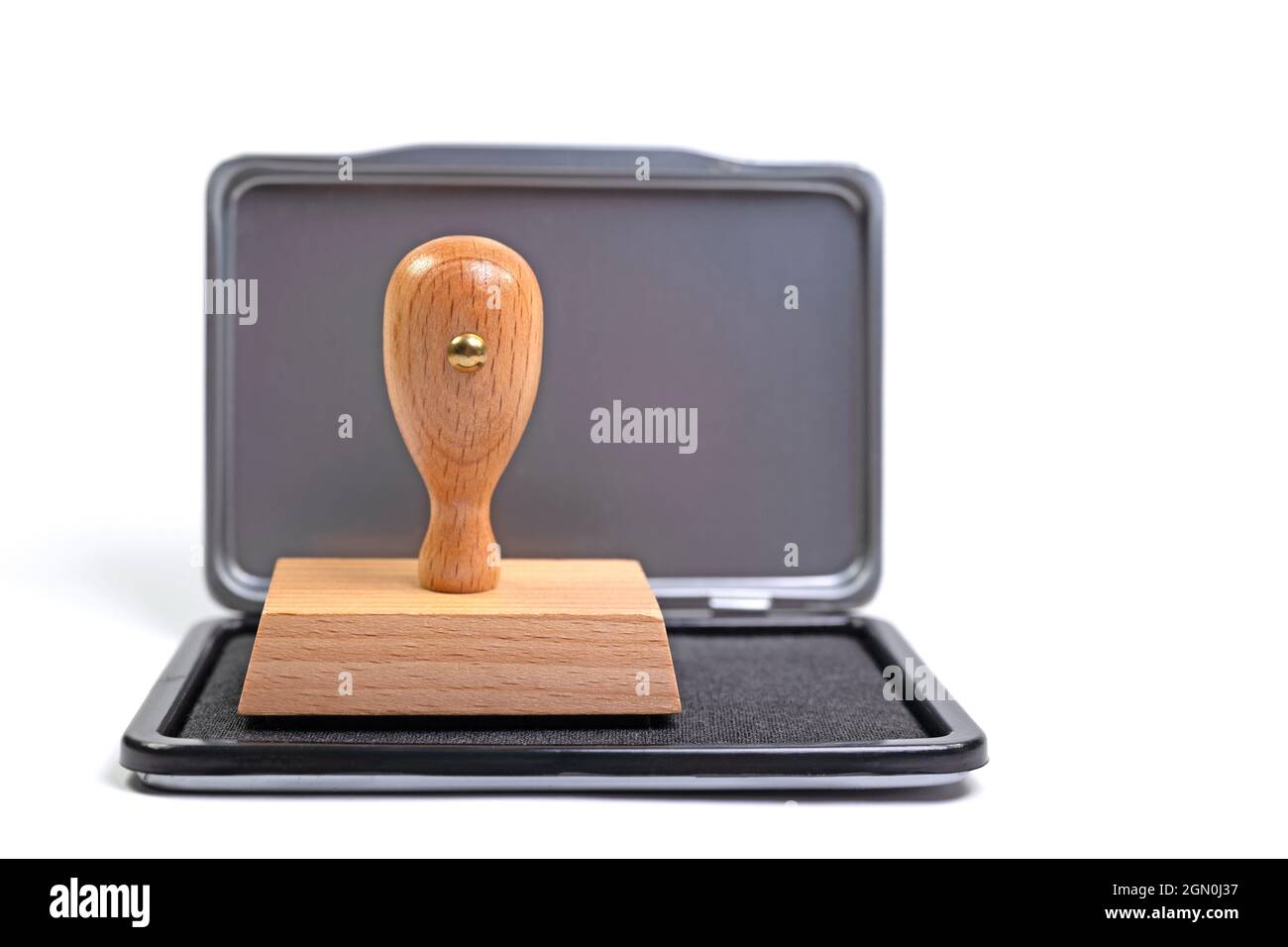 Appliquer un tampon sur un fond blanc Banque D'Images