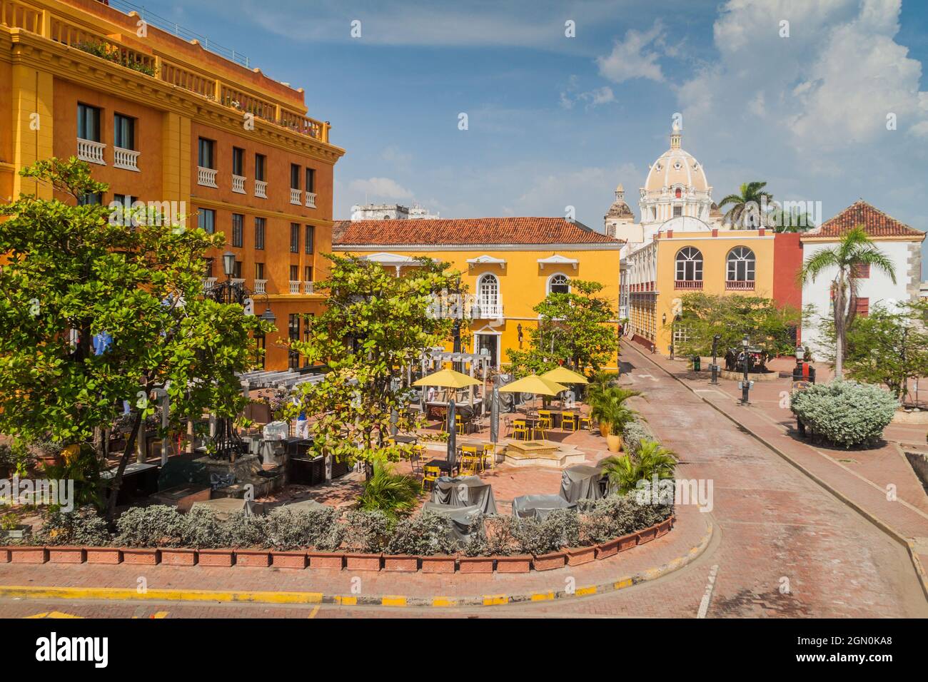 Plaza Santa Teresa place dans le centre de Cartagena de Indias, Colombie Banque D'Images