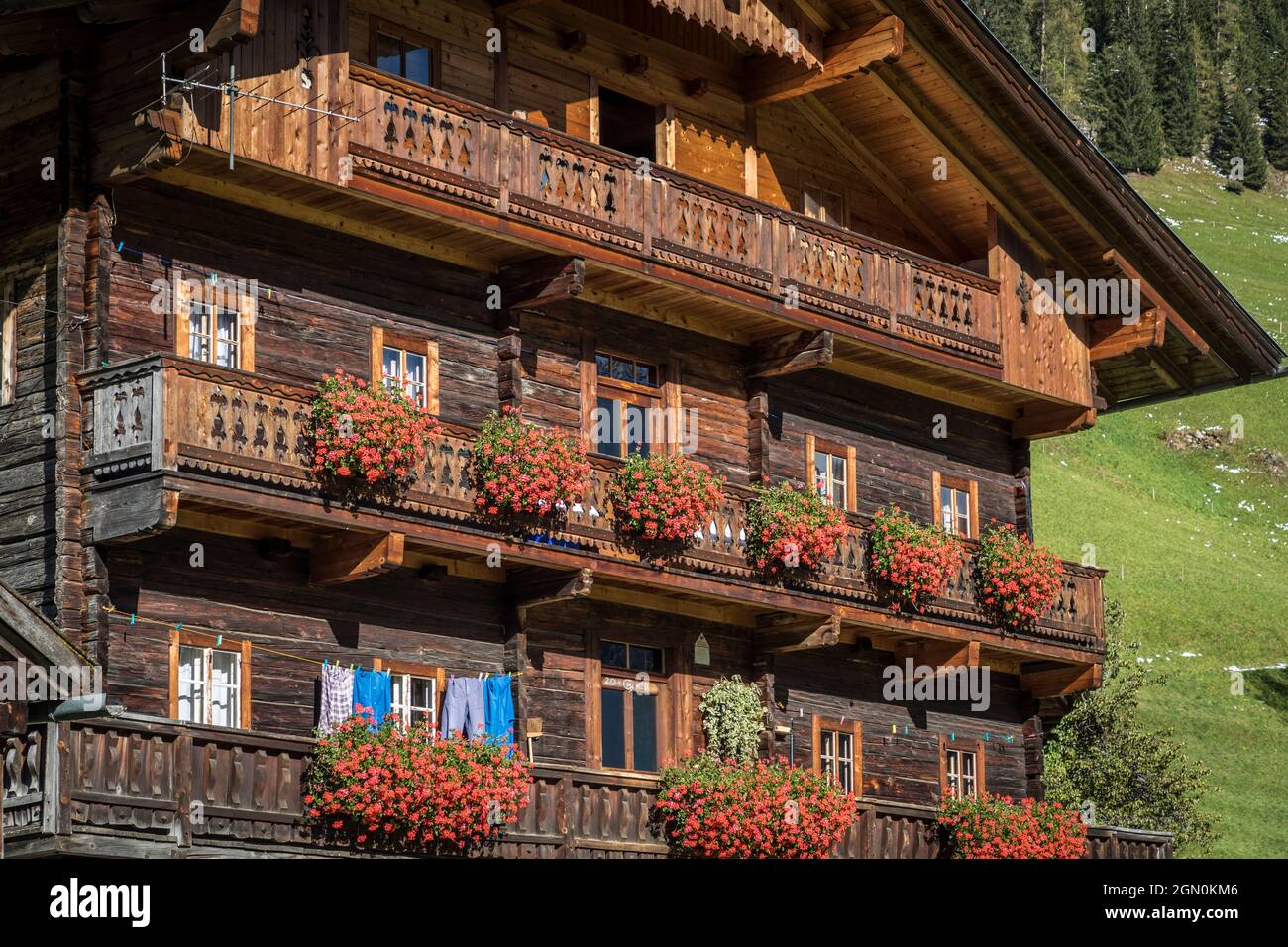 Ancienne ferme de montagne à Innervillgraten, Villgramental, Tyrol de l'est, Tyrol, Autriche Banque D'Images