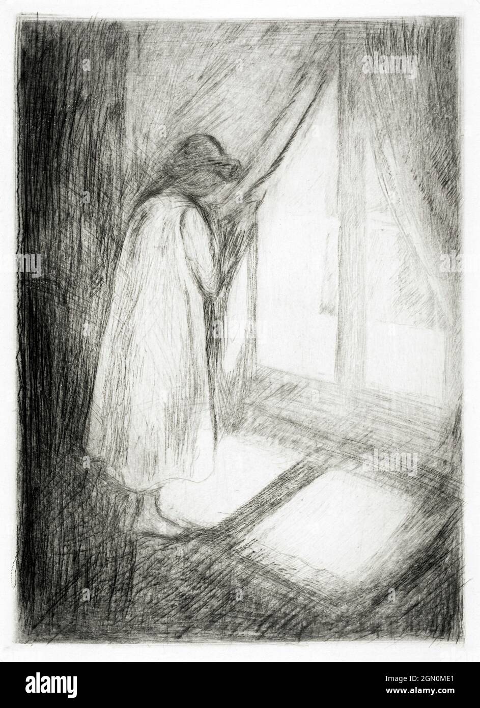 La fille à la fenêtre (1894) par Edvard Munch. Banque D'Images