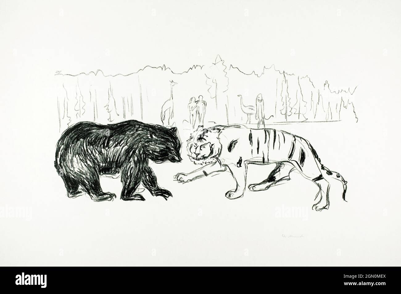 Le tigre et l'ours (env. 1908-1909) par Edvard Munch. Banque D'Images