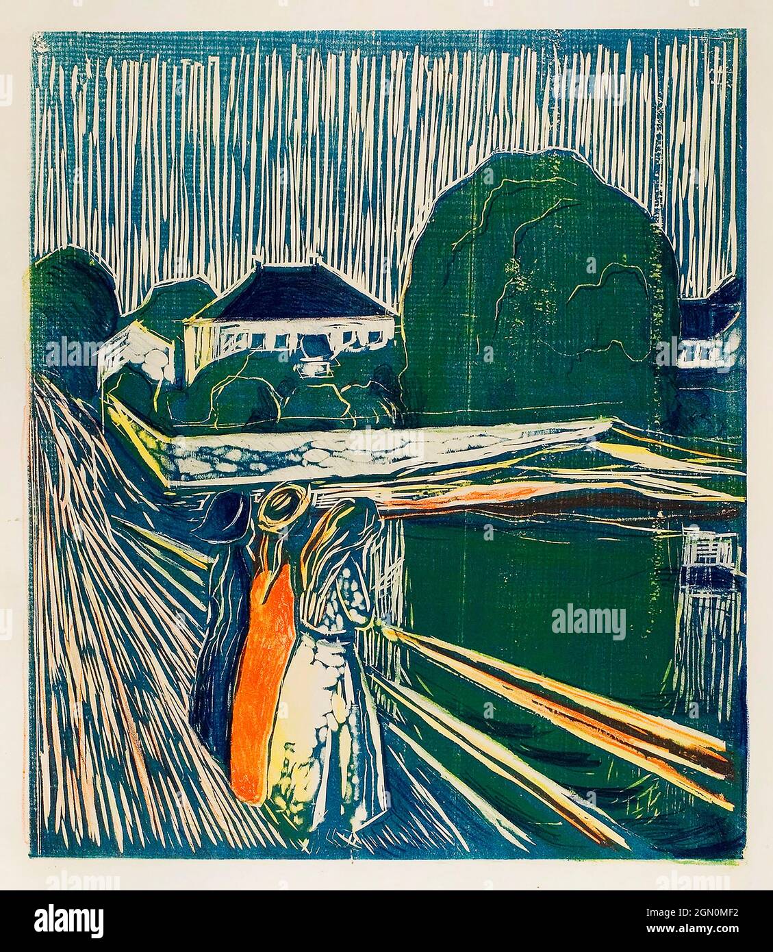 Les filles sur le pont (1918) par Edvard Munch. Banque D'Images