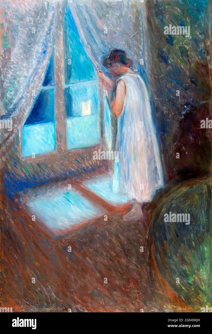 La fille par la fenêtre (1893) par Edvard Munch. Banque D'Images