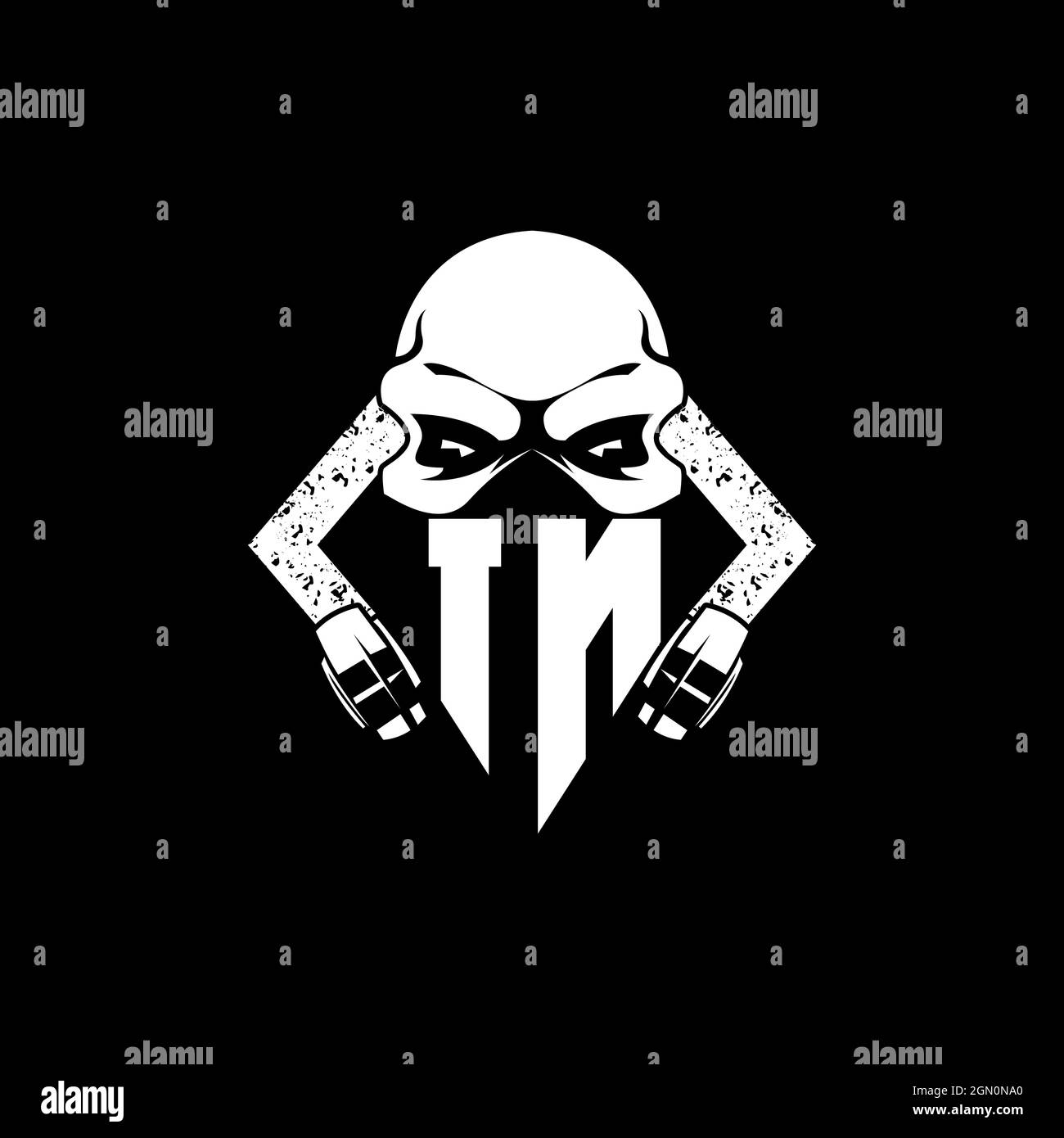DANS Monogramme eSport jeu avec le Skull Mask forme style Vector Illustration de Vecteur