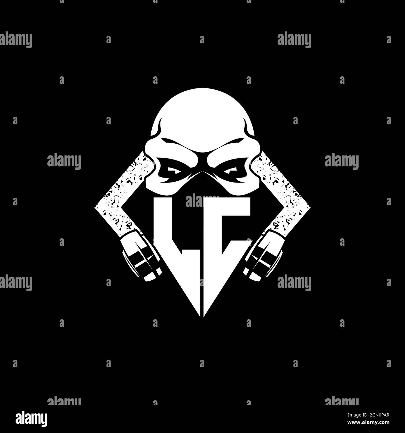 LC Monogram eSport Gaming avec Skull Mask Shape style Vector Illustration de Vecteur