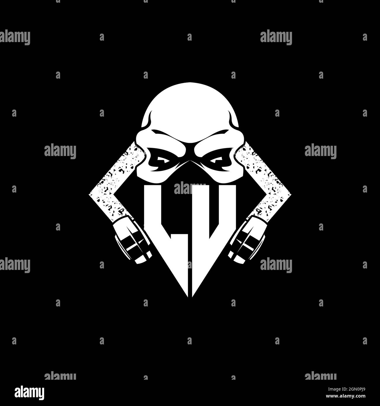 Lu Monogram eSport jeu avec Skull Mask Shape style Vector Illustration de Vecteur