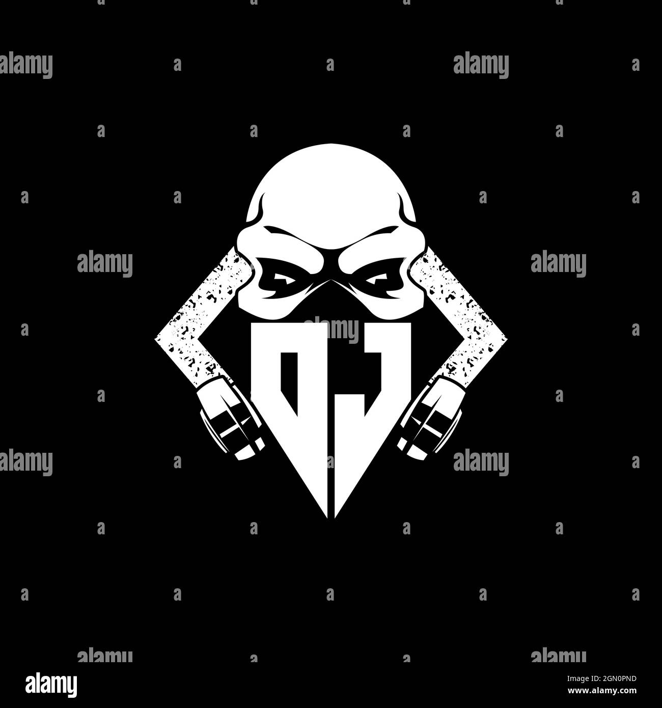 JO monogramme eSport Gaming avec Skull Mask Shape style Vector Illustration de Vecteur