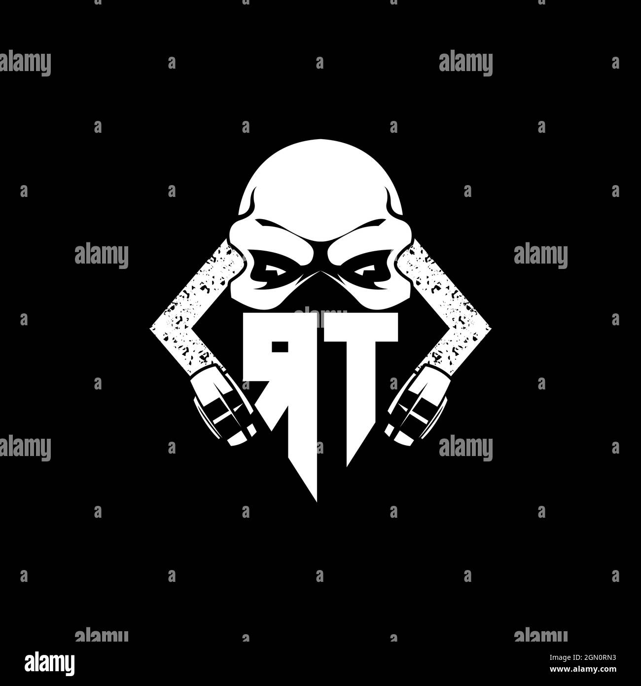 RT Monogram eSport Gaming avec Skull Mask Shape style Vector Illustration de Vecteur