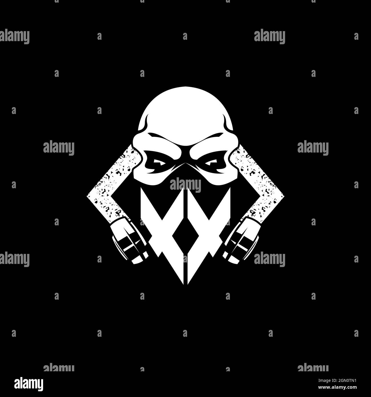 XX Monogramme eSport Gaming avec Skull Mask Shape style Vector Illustration de Vecteur
