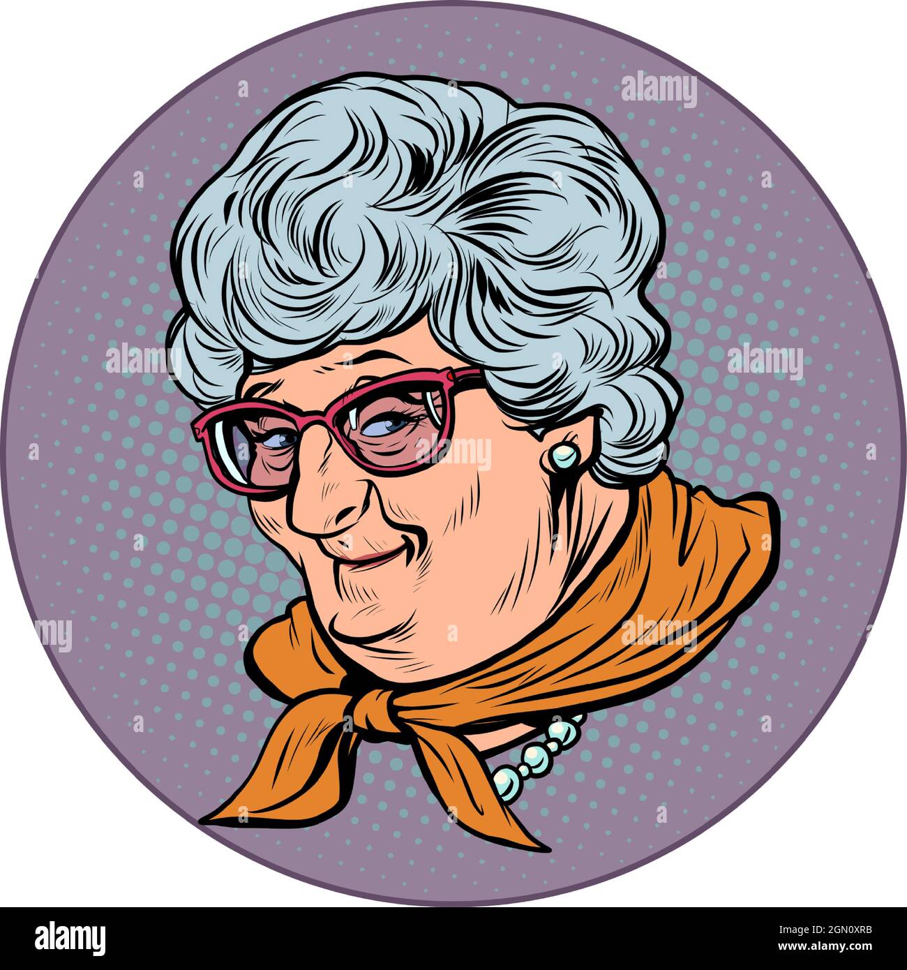 femme âgée grand-mère portrait, vieille dame. Bonne dame Illustration de Vecteur