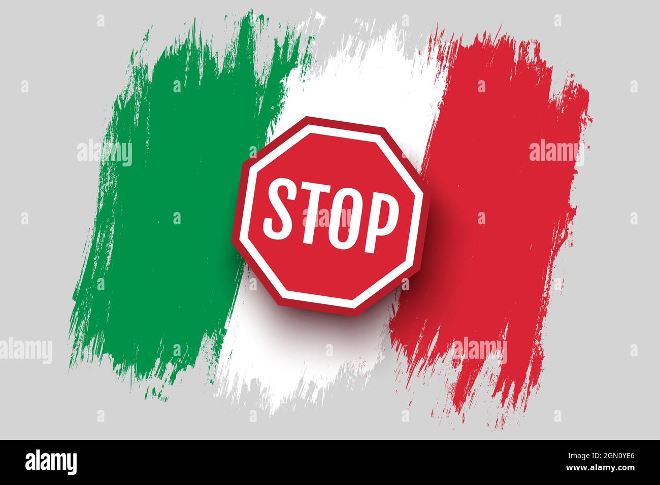 Drapeau italien vintage Vector avec stop. Illustration du drapeau de l'Italie dans le style grunge avec le signe de l'arrêt. Arrêter le coronavirus en Italie. Illustration de Vecteur