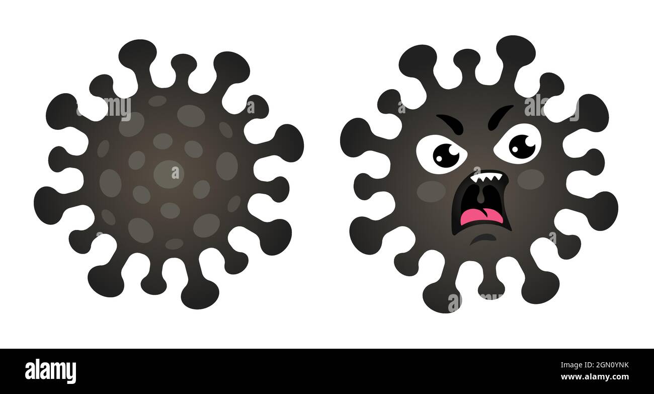 Ensemble de vecteurs icônes du coronavirus.Illustration vectorielle du coronavirus en colère.Arrêter le coronavirus. Illustration de Vecteur