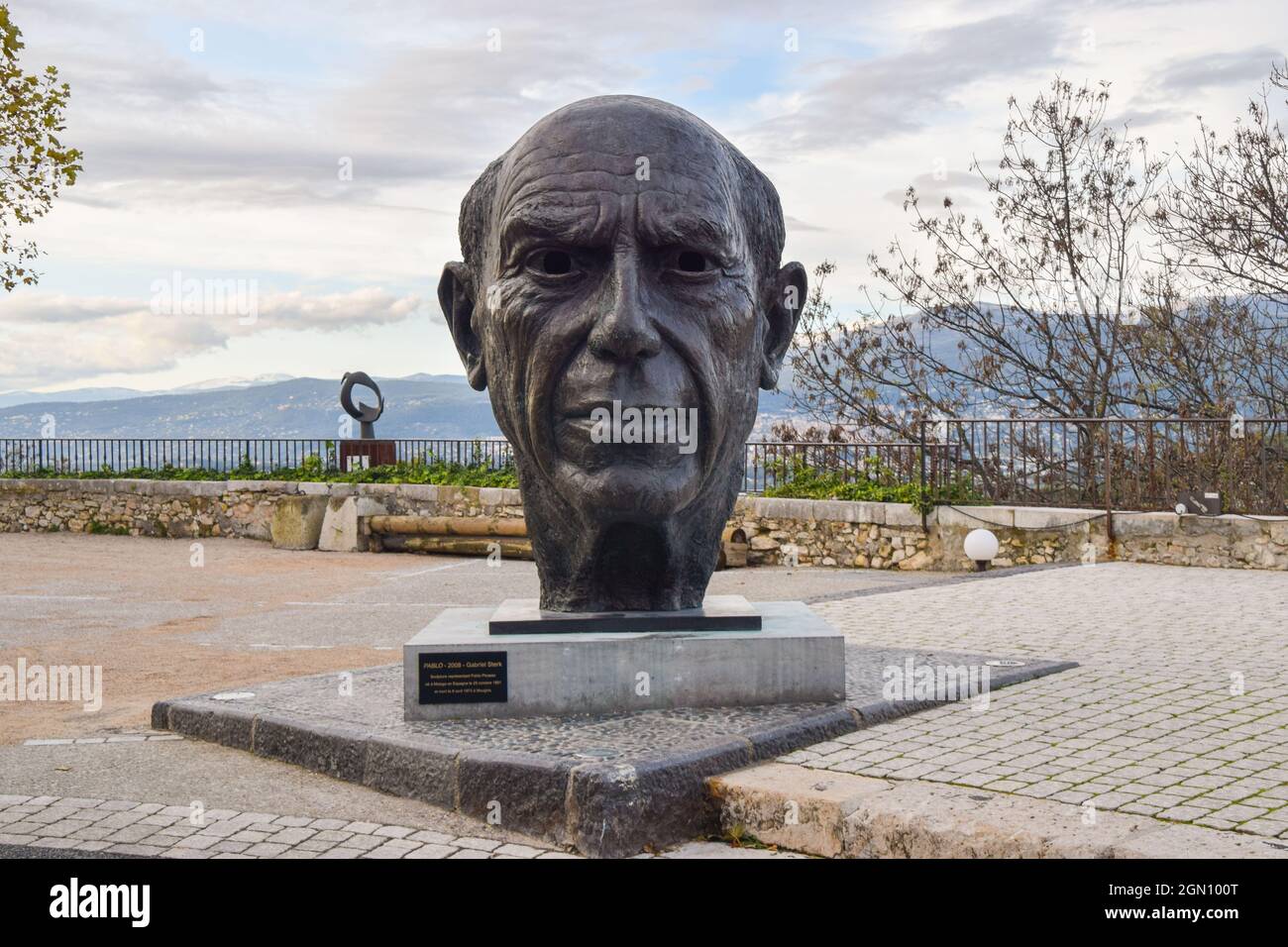Statue de Pablo Picasso par Gabriël Sterk, Mougins, Sud de la France. Banque D'Images