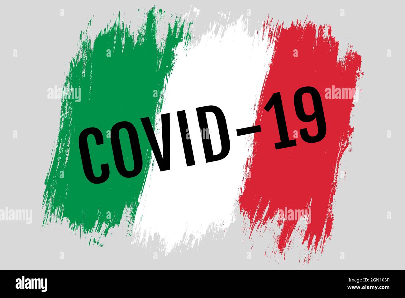 Drapeau italien vintage Vector avec texte de COVID-19. Illustration du drapeau de l'Italie dans le style grunge avec le texte de COVID-19. Arrêter le coronavirus en Italie. Illustration de Vecteur