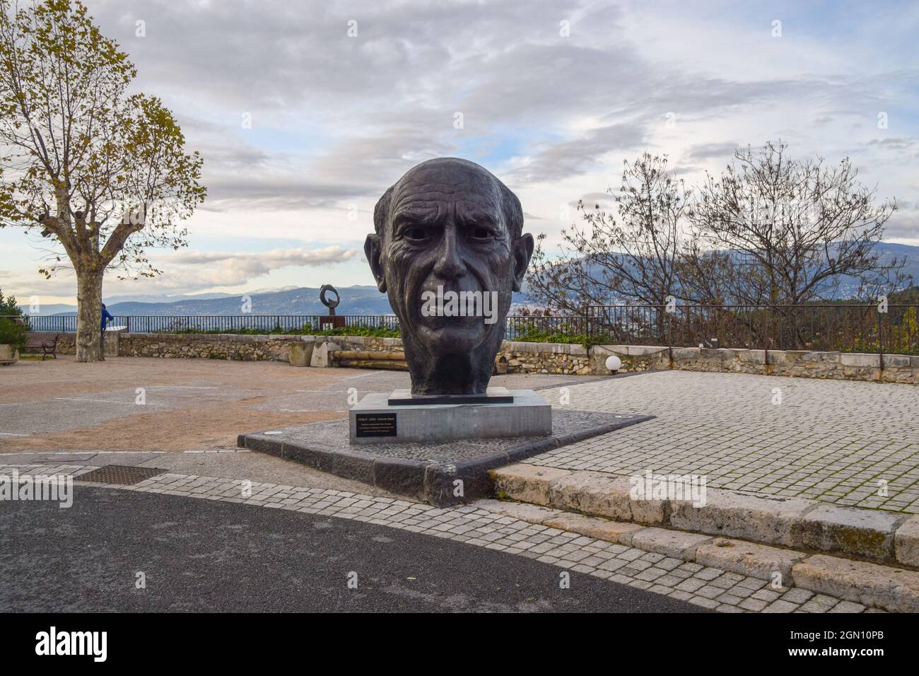 Statue de Pablo Picasso par Gabriël Sterk, Mougins, Sud de la France. Banque D'Images