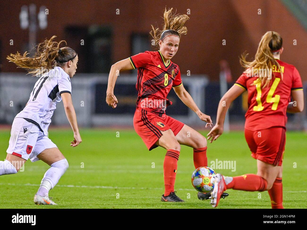 Lenie Onzia en Belgique photographiée en action lors d'un match de football entre l'équipe nationale belge les flammes rouges et l'Albanie, mardi 21 septembre 2021 à Banque D'Images