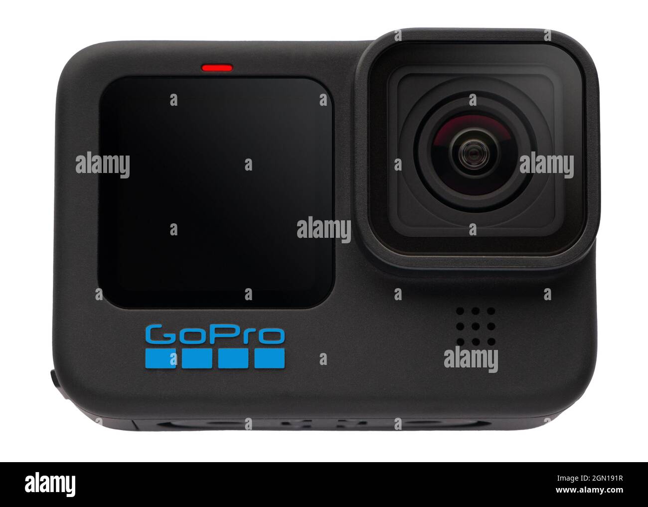 NEW YORK CITY, USA - 16 SEPTEMBRE 2021: Nouvelle caméra d'action phare GoPro HERO 10 Noir isolé sur fond blanc. Banque D'Images