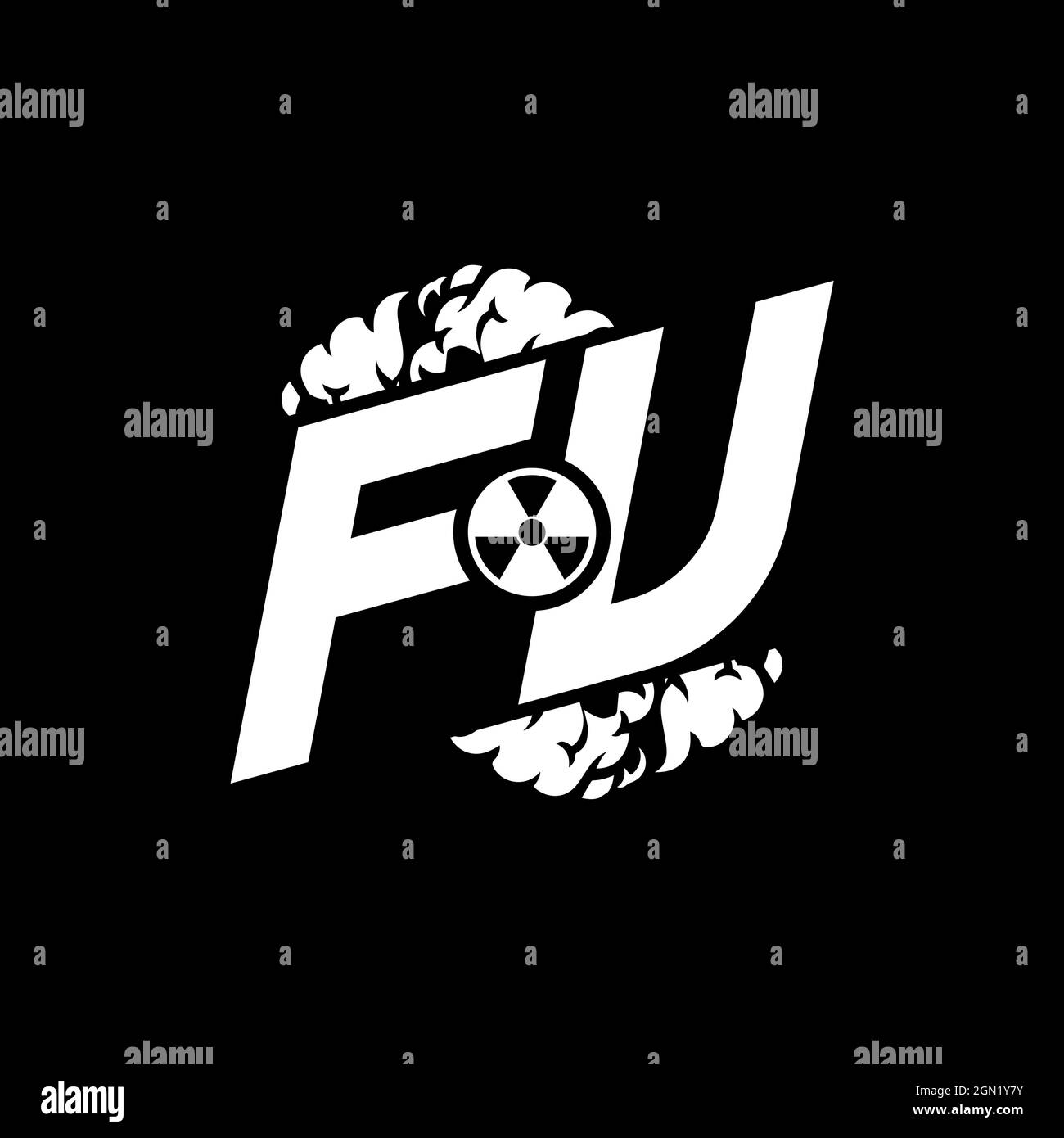 MONOGRAMME FU initial eSport avec vecteur de modèle de forme et de style de fumée Illustration de Vecteur