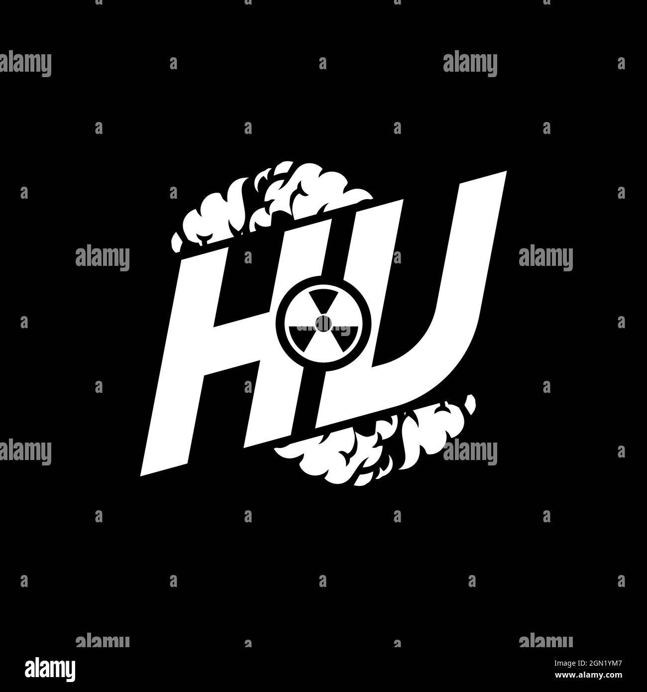 Hu Monogramme eSport initial avec vecteur de modèle de forme et de style de fumée Illustration de Vecteur